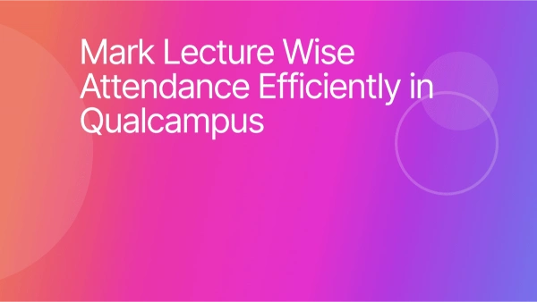 How to mark the Lecture wise Attendance
